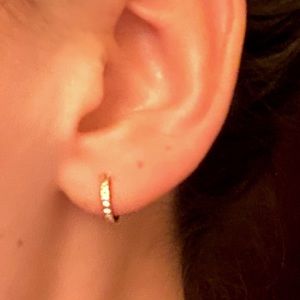 NEW 14K Gold Diamond Huggie Hoops
